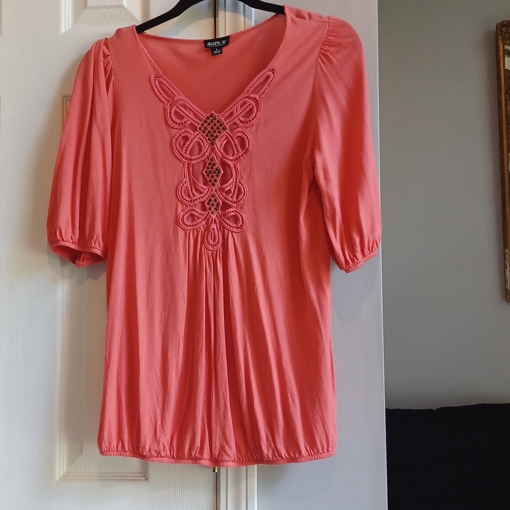 Allen B by Allen Schwartz Lace Top‎ Orange Women's Size Small - Picture 3 of 7